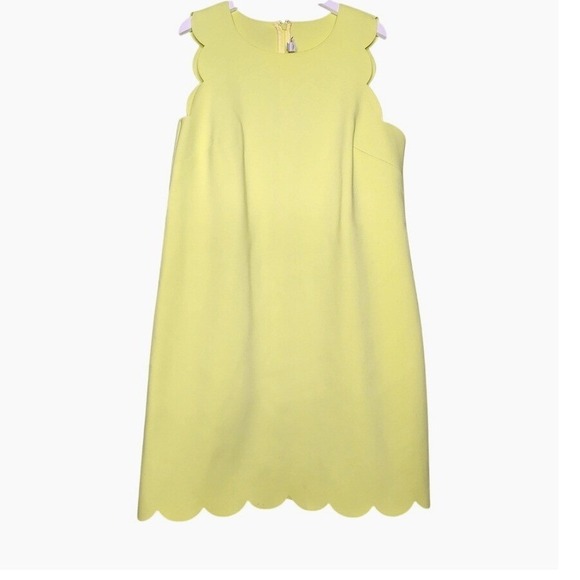 J. Crew Dresses & Skirts - J Crew Sleeveless Scalloped Shift Dress Neon Yellow Green Preppy‎ Summer 10